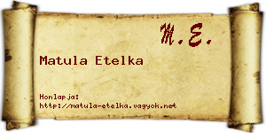 Matula Etelka névjegykártya